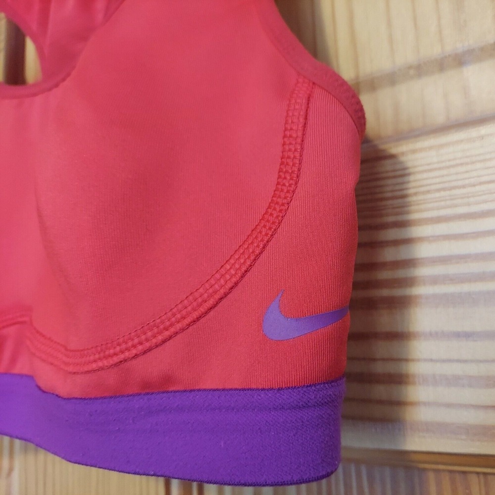 NIKE PRO FIERCE Dri-Fit Medium Support Sports Bra 620279 Crimson Purple Small S - Picture 2 of 7